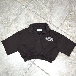StreetWear Brown Cropped Polo Top. Size S